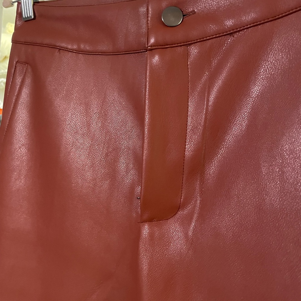 NWOT Faux leather straight leg pants